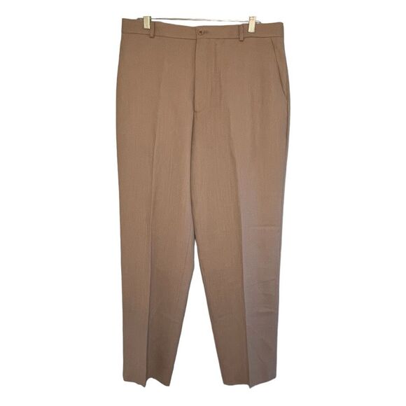 Armani Collezioni Virgin Wool Trousers Taupe Gray Flat Front Dress Pants 36R - Picture 4 of 11